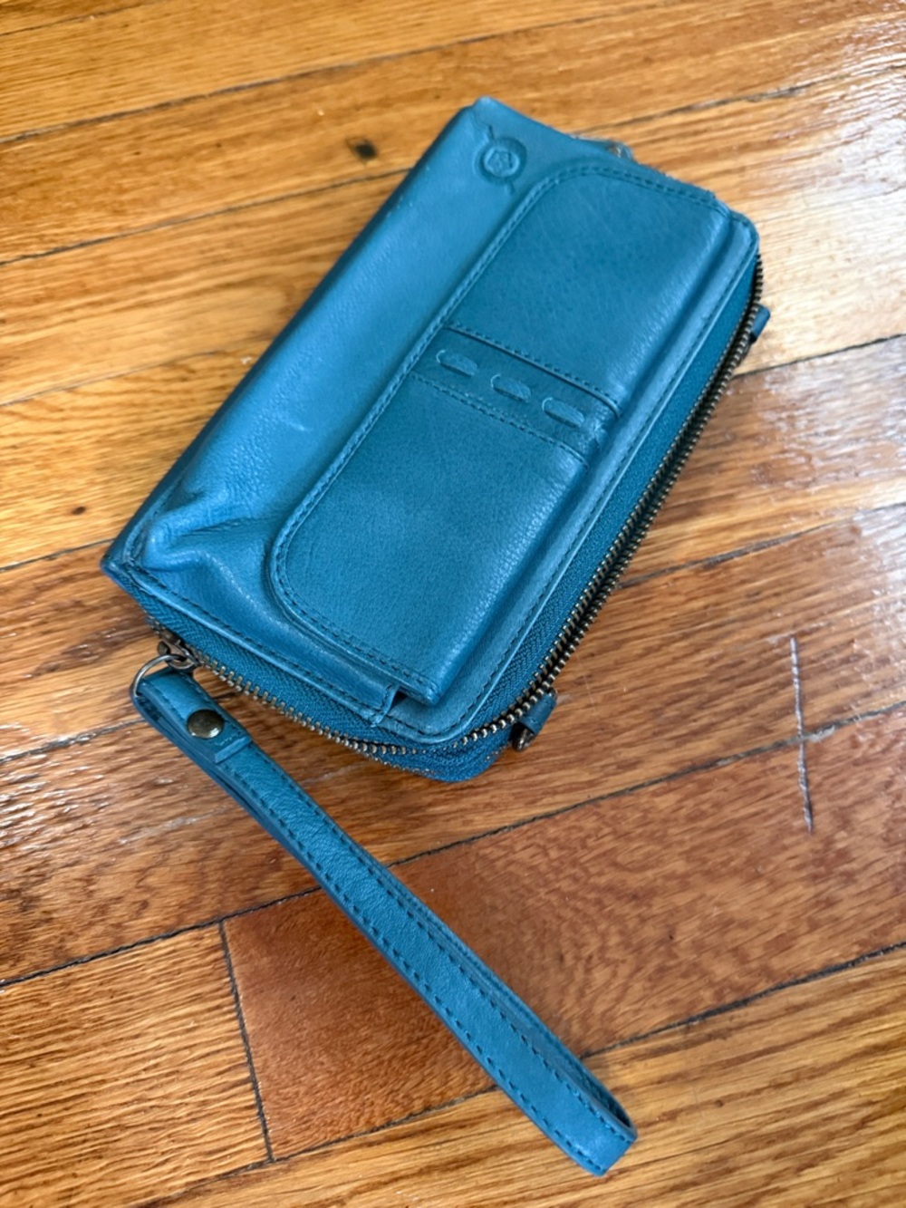 Born aqua, turquoise emerald teal Leather wristlet, wallet, belt bag, mini purse